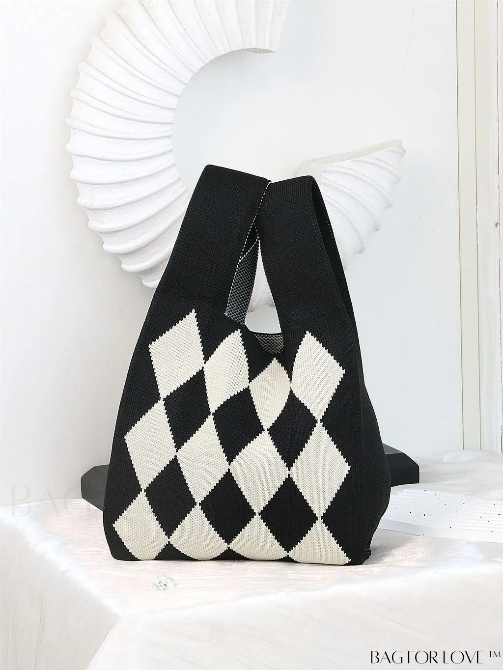 BagForLove - Vacation-Ready Fashion Handbag: Flower Pattern Color Block Crochet Bag