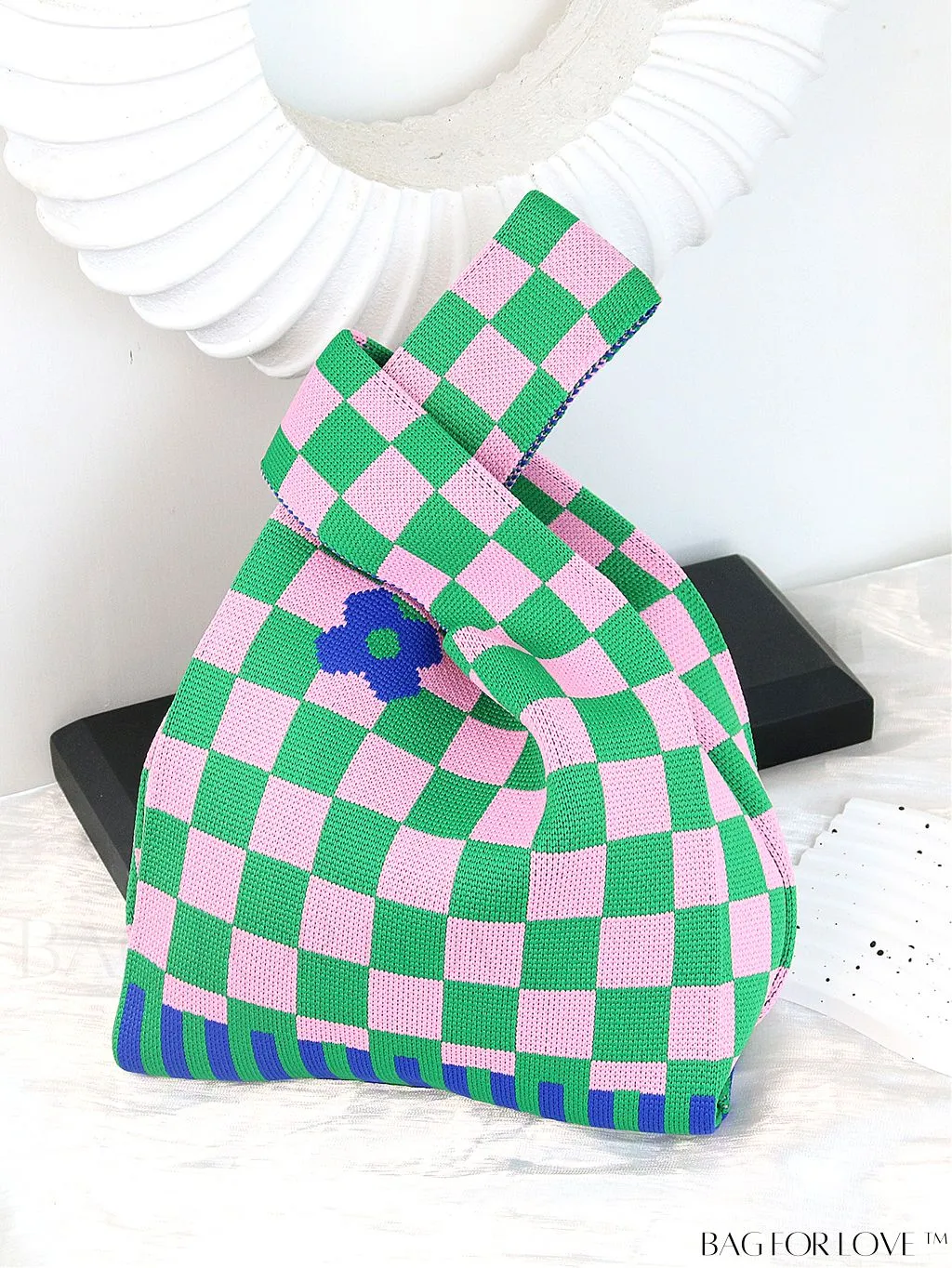 BagForLove - Vacation-Ready Fashion Handbag: Flower Pattern Color Block Crochet Bag