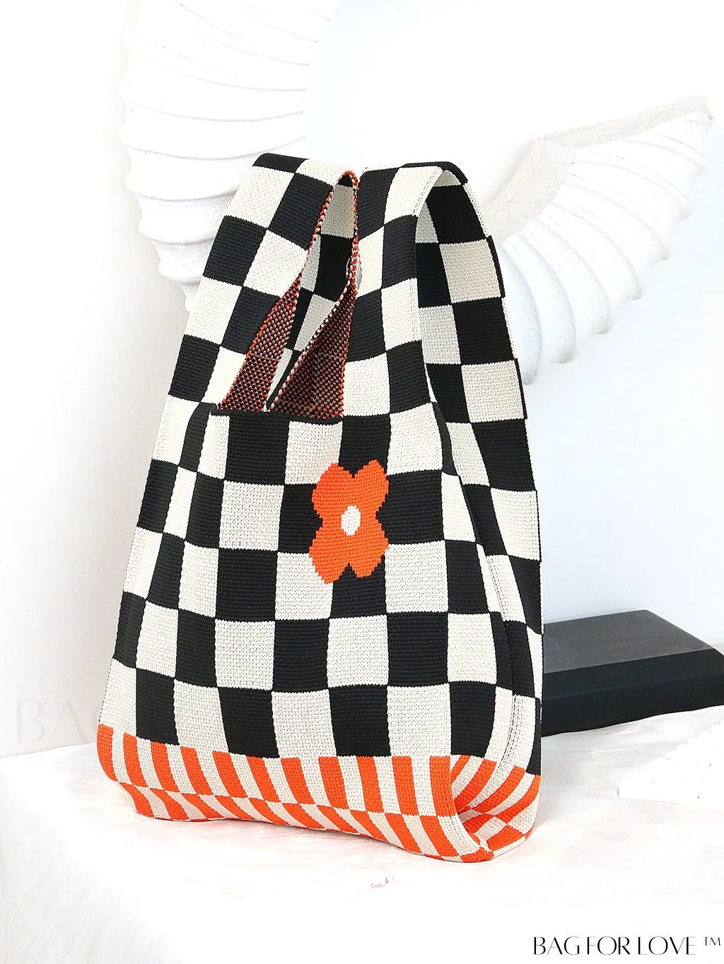 BagForLove - Vacation-Ready Fashion Handbag: Flower Pattern Color Block Crochet Bag