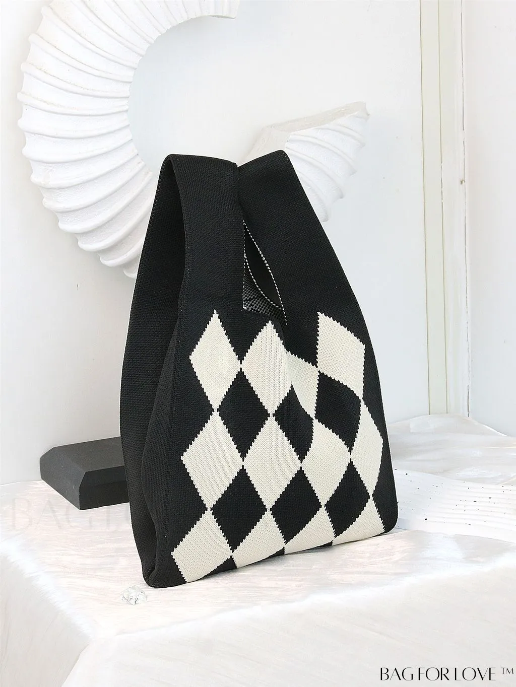 BagForLove - Vacation-Ready Fashion Handbag: Flower Pattern Color Block Crochet Bag