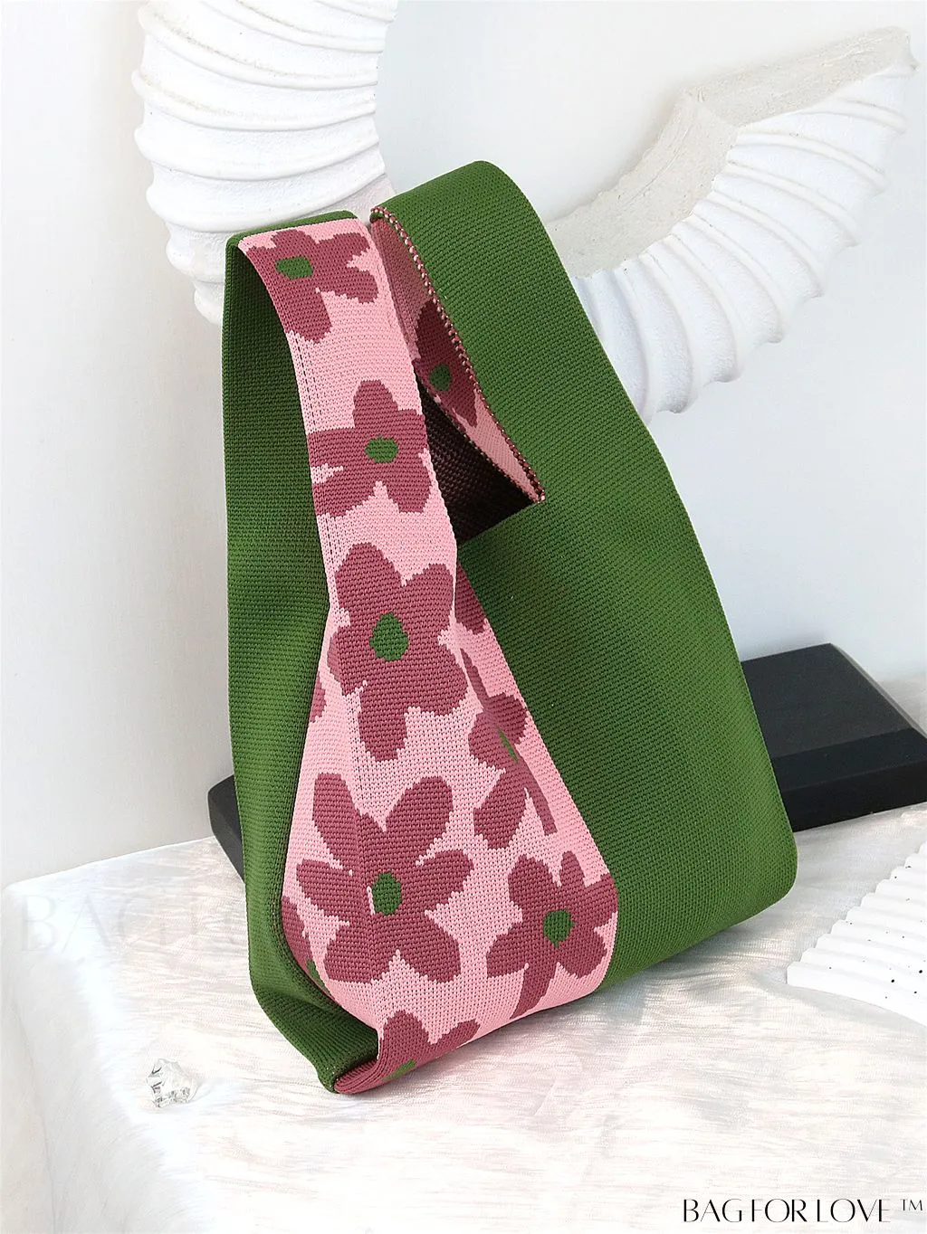 BagForLove - Vacation-Ready Fashion Handbag: Flower Pattern Color Block Crochet Bag