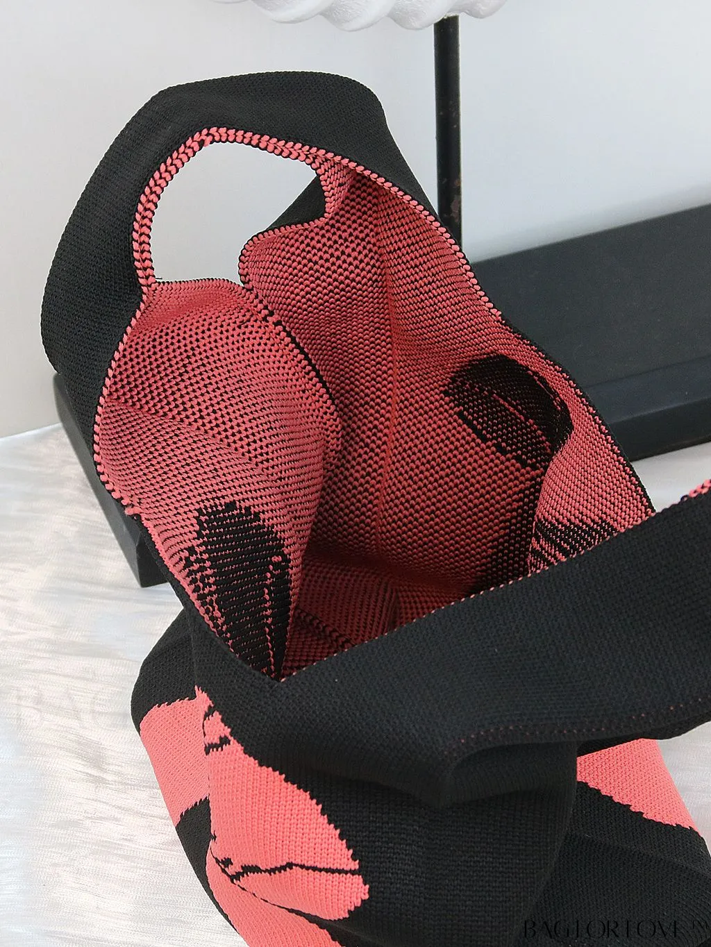 BagForLove - Vacation-Ready Fashion Handbag: Flower Pattern Color Block Crochet Bag