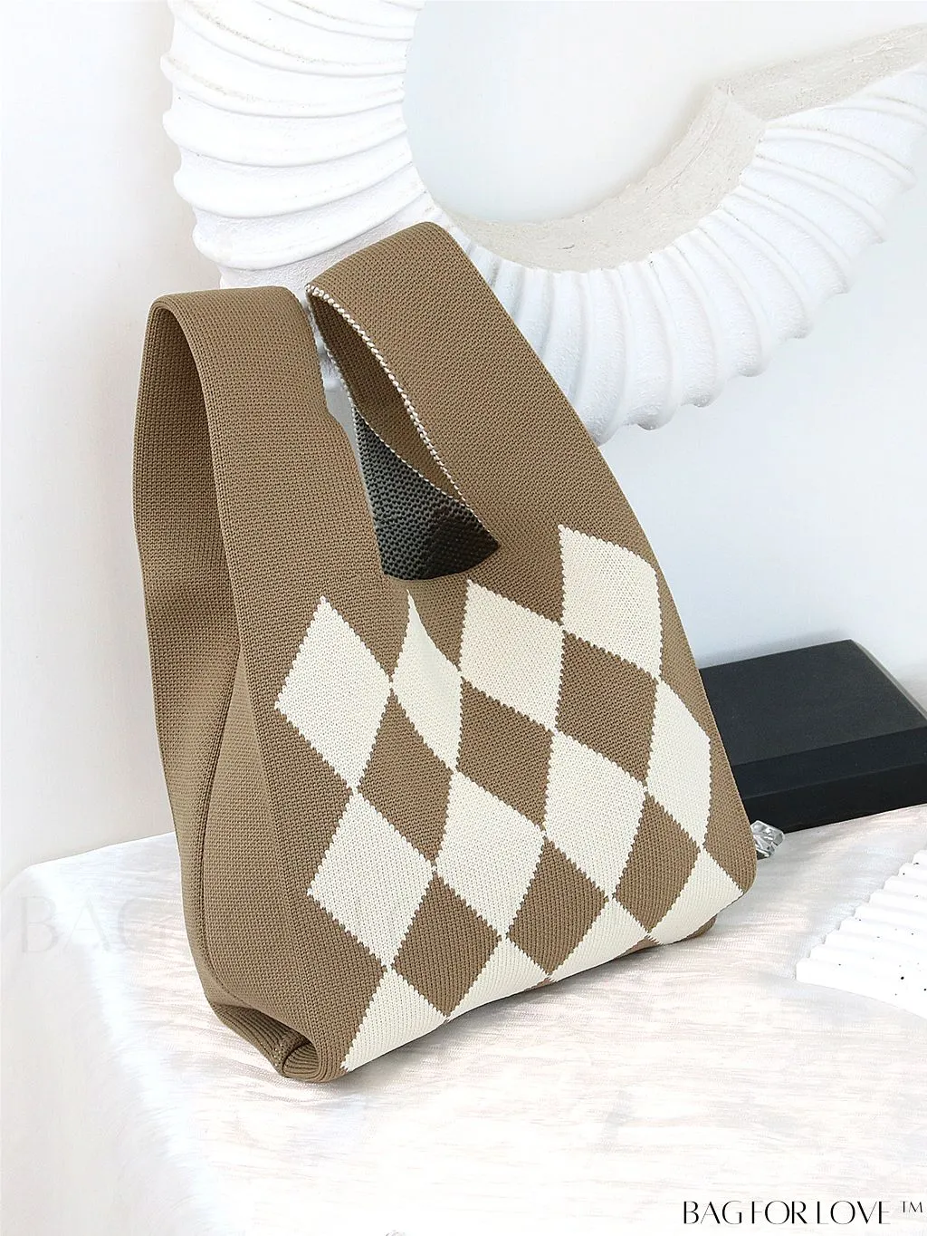 BagForLove - Vacation-Ready Fashion Handbag: Flower Pattern Color Block Crochet Bag