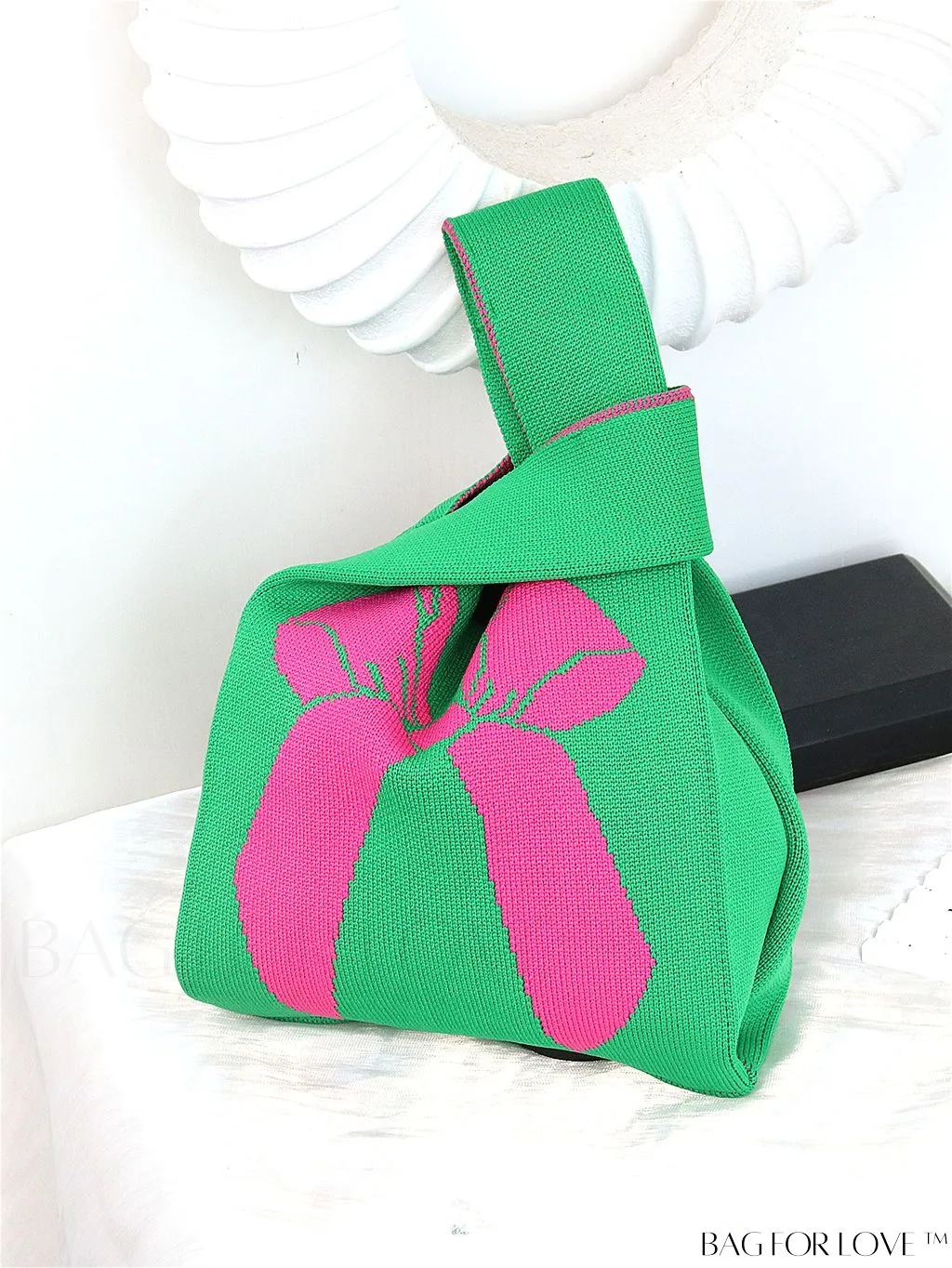 BagForLove - Vacation-Ready Fashion Handbag: Flower Pattern Color Block Crochet Bag