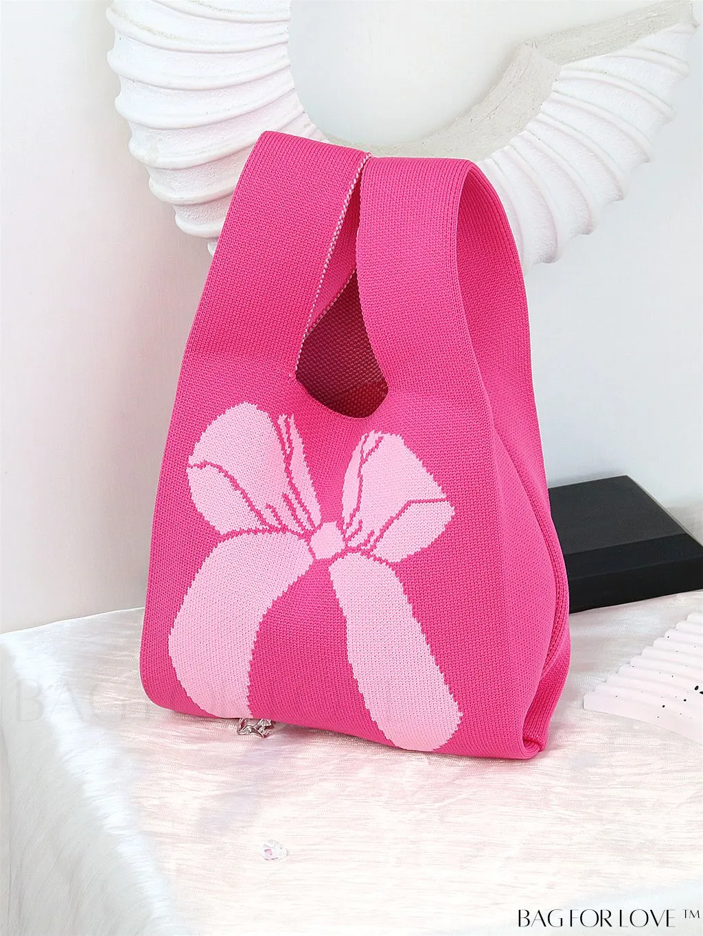 BagForLove - Vacation-Ready Fashion Handbag: Flower Pattern Color Block Crochet Bag