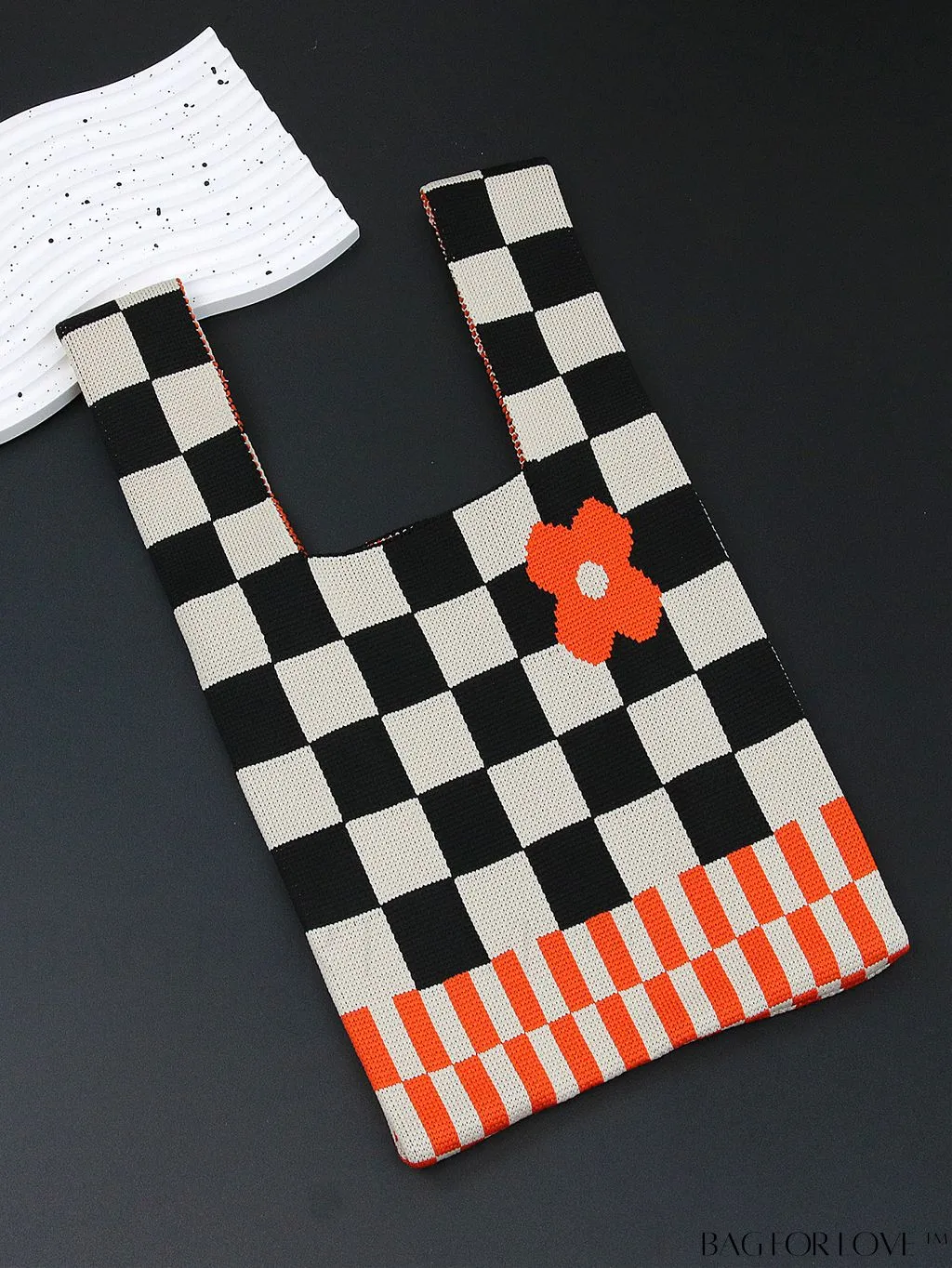 BagForLove - Vacation-Ready Fashion Handbag: Flower Pattern Color Block Crochet Bag