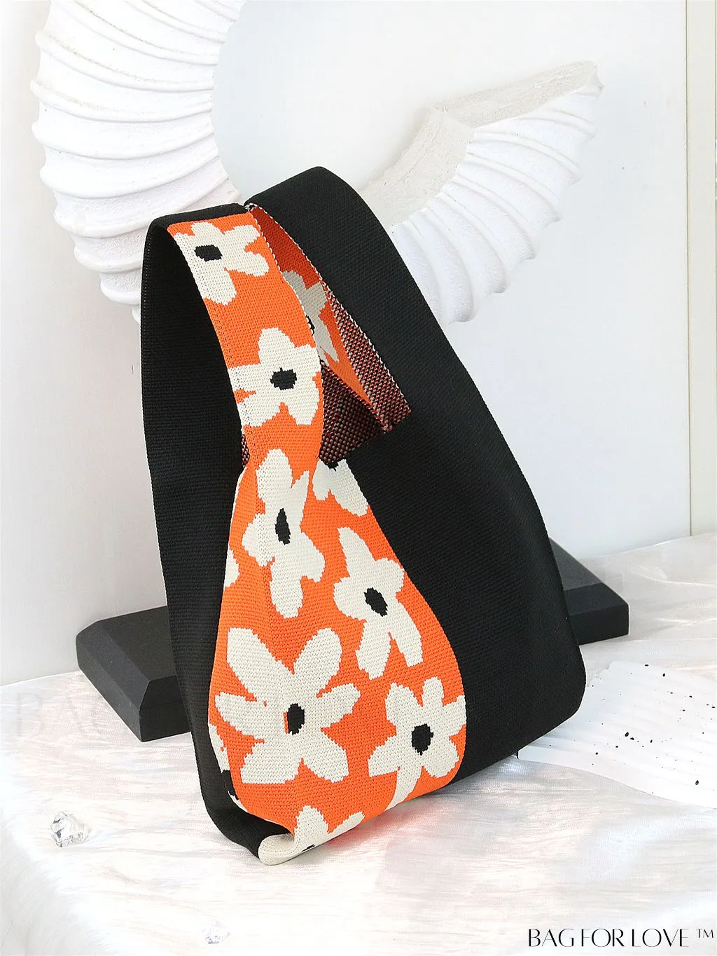 BagForLove - Vacation-Ready Fashion Handbag: Flower Pattern Color Block Crochet Bag