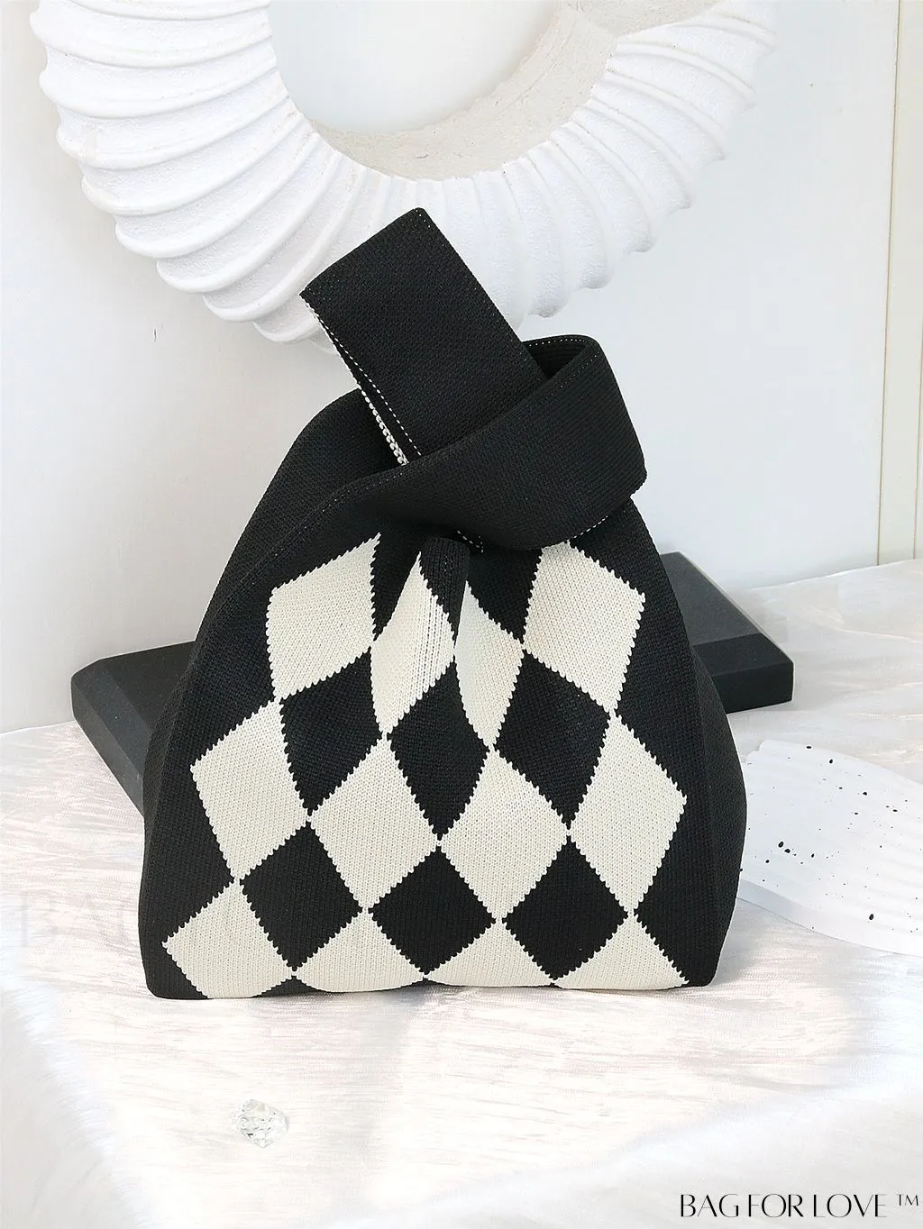 BagForLove - Vacation-Ready Fashion Handbag: Flower Pattern Color Block Crochet Bag