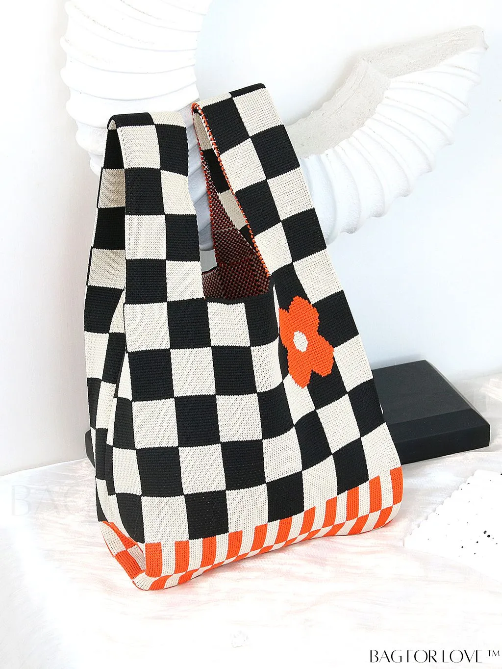 BagForLove - Vacation-Ready Fashion Handbag: Flower Pattern Color Block Crochet Bag