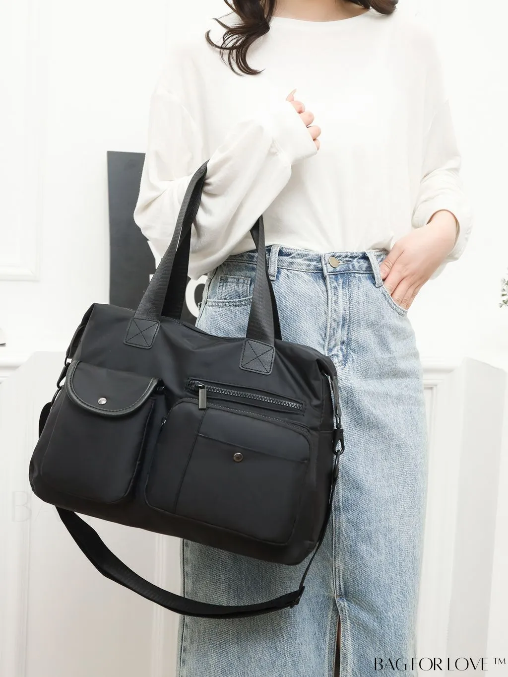 BagForLove - Versatile Retro Shoulder Bag: Washable, Lightweight & Spacious, Converts to Handbag or Crossbody