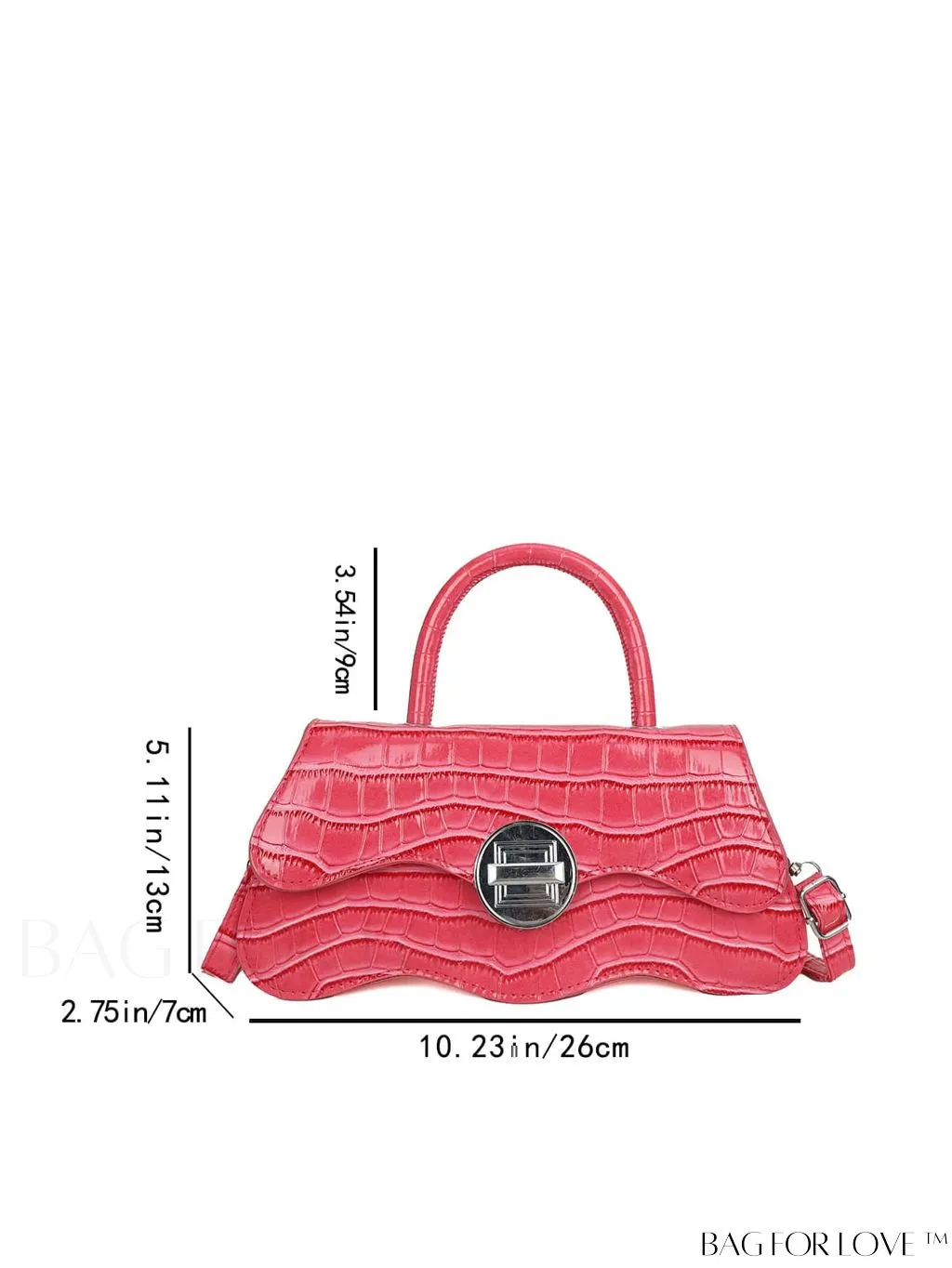 BagForLove - White Top Handle Handbag with Crocodile Pattern - PU Leather