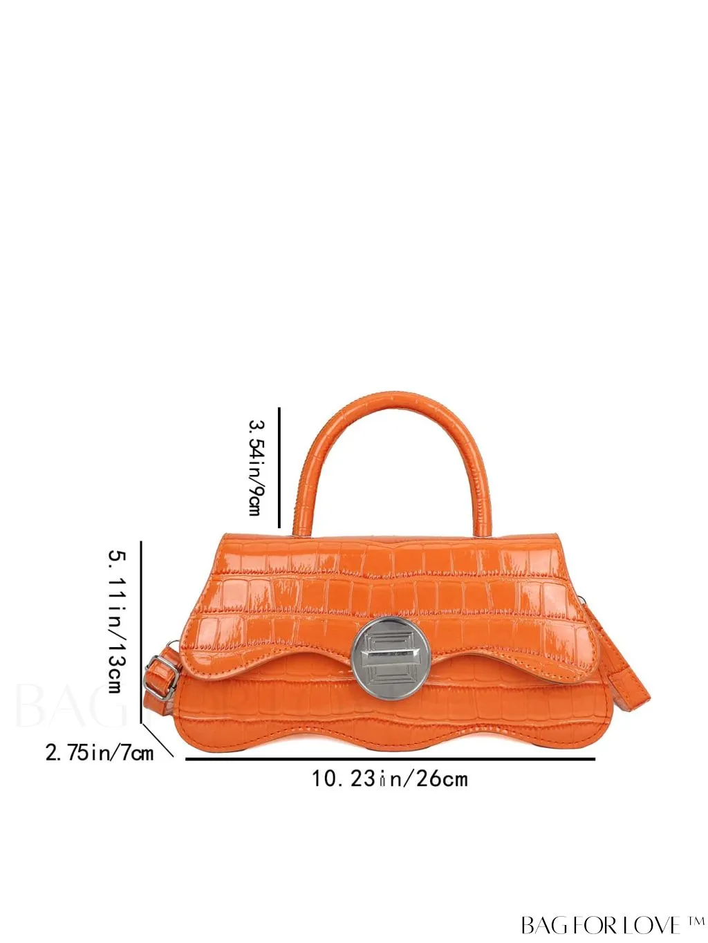 BagForLove - White Top Handle Handbag with Crocodile Pattern - PU Leather