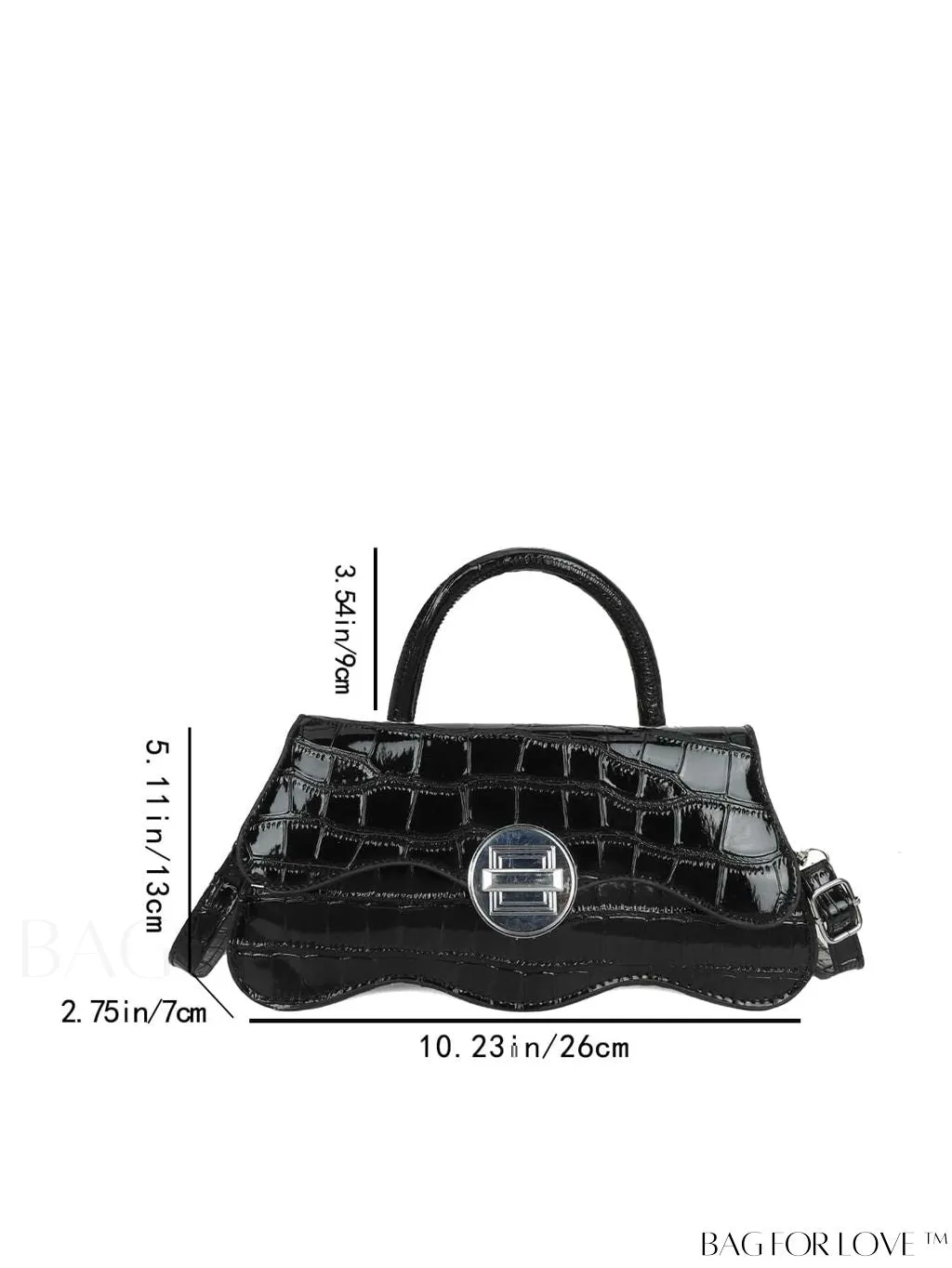BagForLove - White Top Handle Handbag with Crocodile Pattern - PU Leather