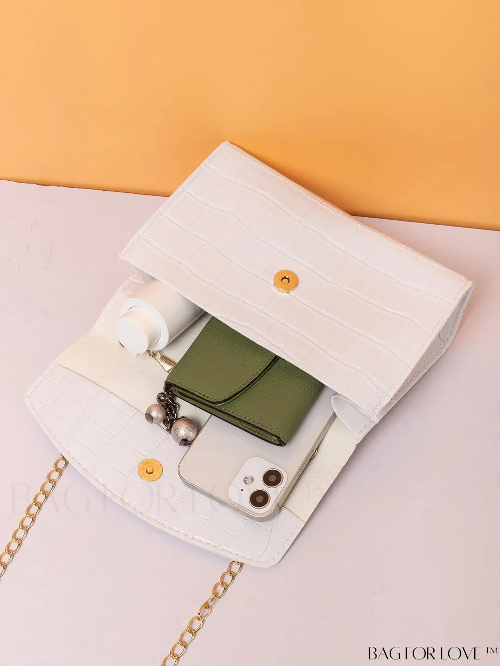 BagForLove - Womens Crocodile Embossed Plush Handle Mini Handbag: Stylish Diagonal Shoulder Bag