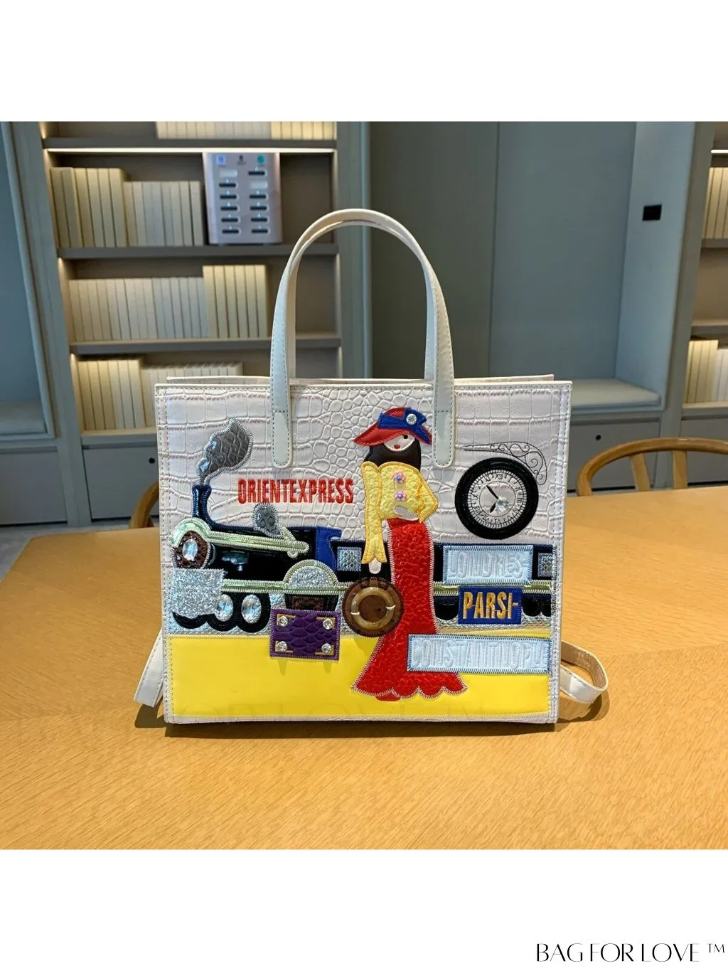 BagForLove - Womens Square Bag with Embroidered Cartoon Character Design