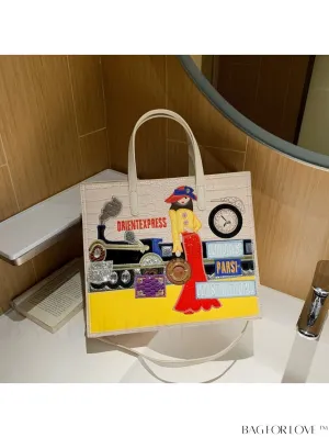 BagForLove - Womens Square Bag with Embroidered Cartoon Character Design