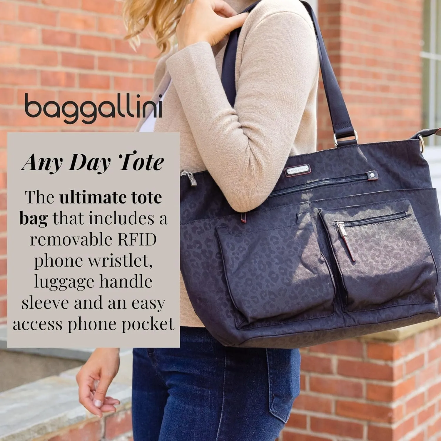 Baggallini Any Day Tote with RFID Phone Wristlet