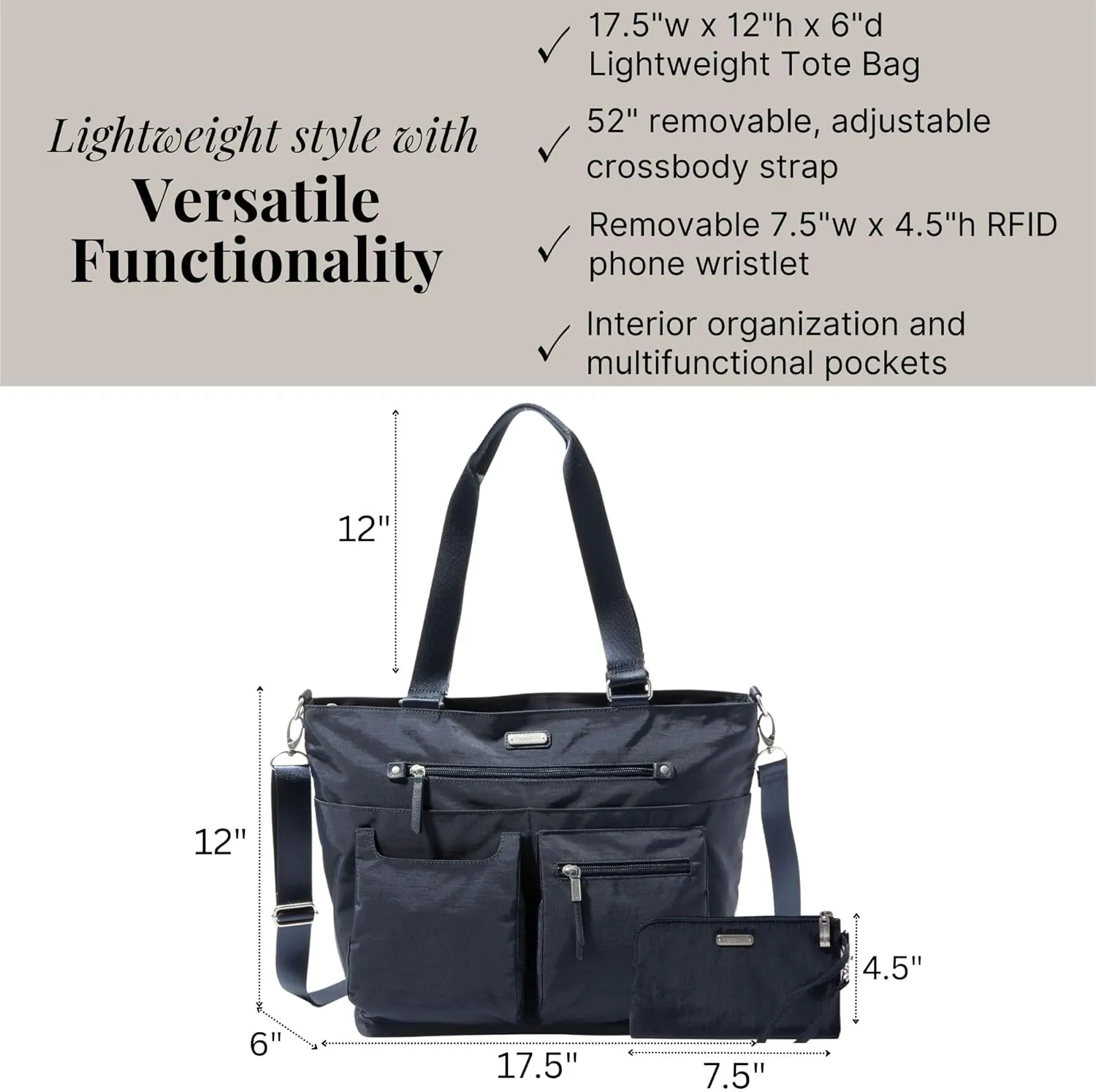 Baggallini Any Day Tote with RFID Phone Wristlet
