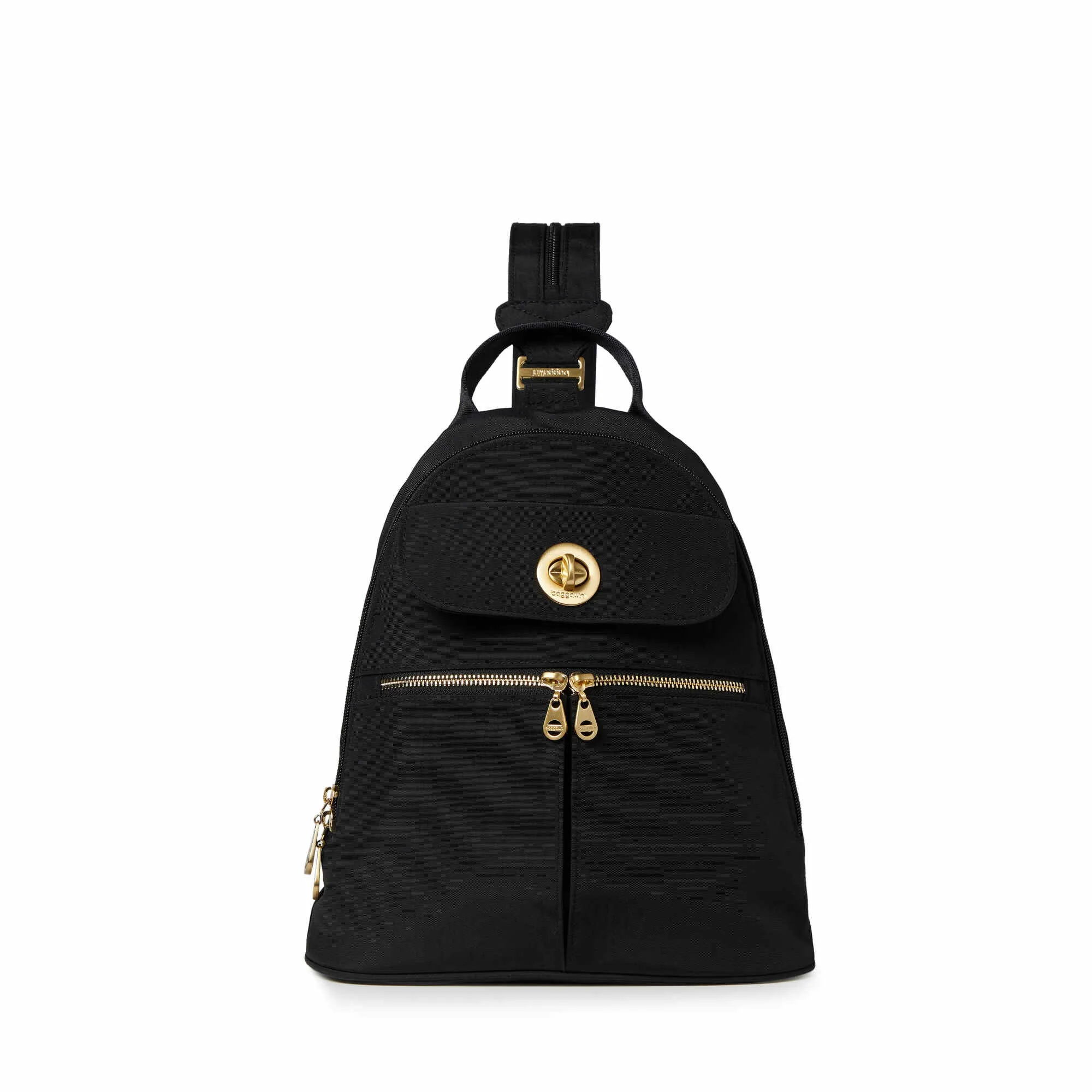 BAGGALLINI NAPLES BLACK GOLD HARDWARE CONVERTIBLE BACKPACK NAP480B0068