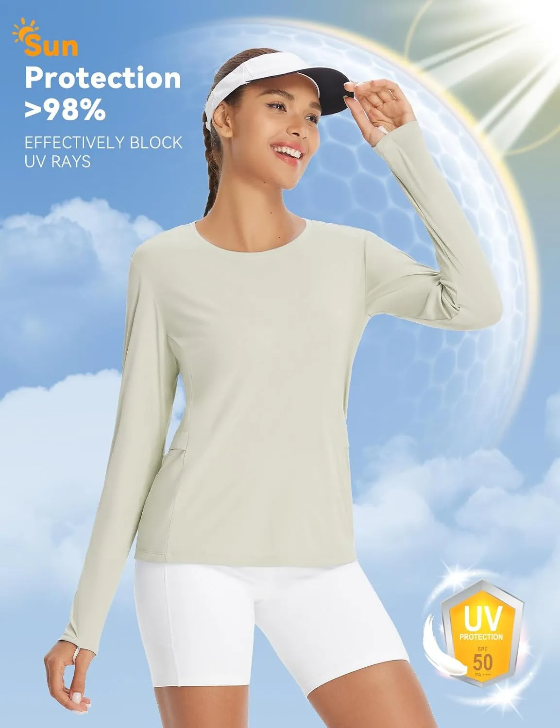 baleaf Women's Sun Shirt UV Protection Shirts Rash Guard Pockets SPF UPF 50  Quick Dry Long Sleeve Clothing