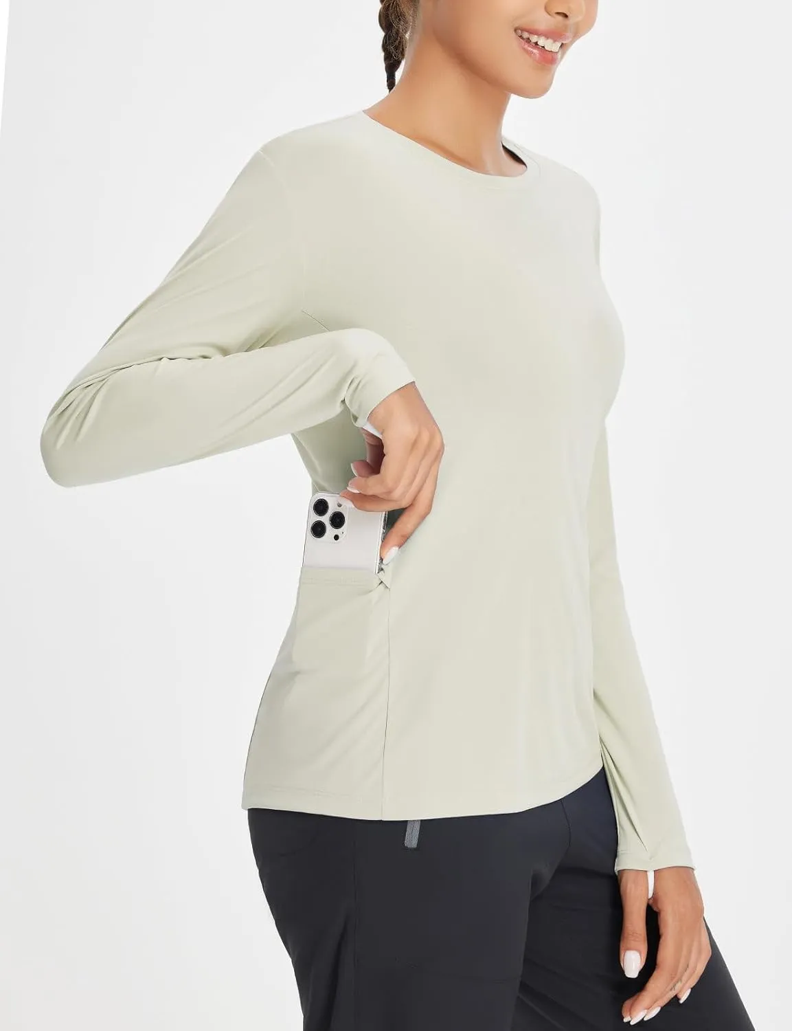baleaf Women's Sun Shirt UV Protection Shirts Rash Guard Pockets SPF UPF 50  Quick Dry Long Sleeve Clothing