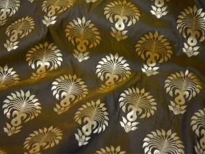 Banarasi Black and Gold Brocade by the yard Bridal Costumes Indian Wedding Dress Banarasi Blended Silk Fabric DIY Crafting Sewing Curtains