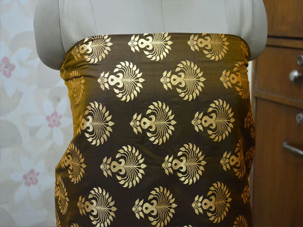 Banarasi Black and Gold Brocade by the yard Bridal Costumes Indian Wedding Dress Banarasi Blended Silk Fabric DIY Crafting Sewing Curtains