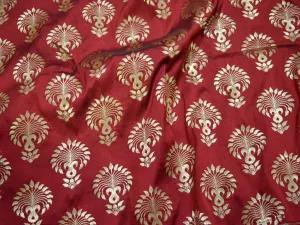 Banarasi Brocade fabric by the Yard Indian Burgundy Brocade Banarasi Bridal Wedding Lehenga Dress Fabric Home Decor Table Runner Curtains