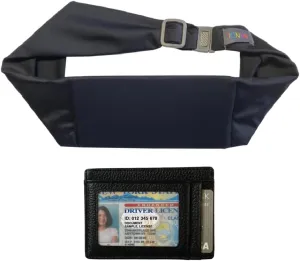 BANDI Pocketed Belt with Slim RFID-Blocking Wallet - Running, Travel & Medical Belt, Holds Phone, Passport, Keys, Adjustable & Comfortable Fit, Secure Storage for Essentials - Black/Black