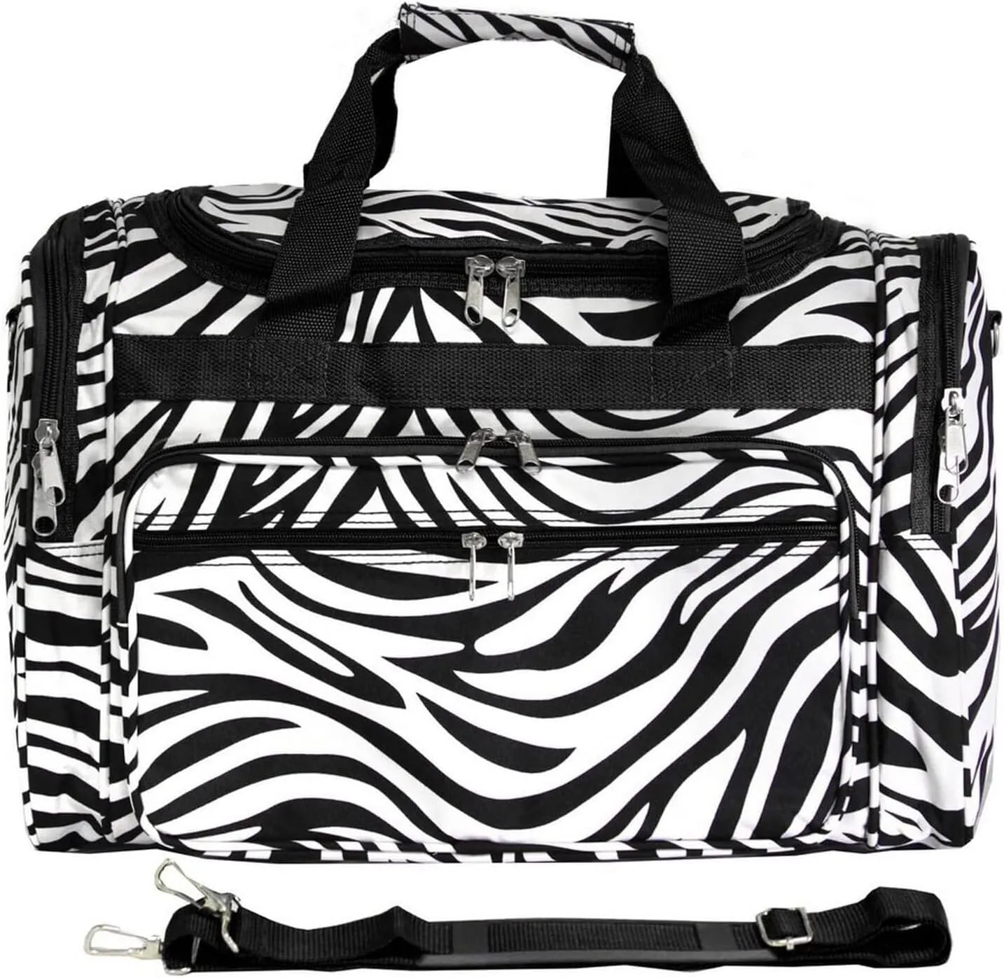 Baroque Bliss 19-Inch Carry-On Shoulder Duffel Bag with Black Trim Zebra Pattern, Stylish and Lightweight for Travel, Gym, and Everyday Use