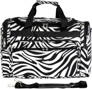 Baroque Bliss 19-Inch Carry-On Shoulder Duffel Bag with Black Trim Zebra Pattern, Stylish and Lightweight for Travel, Gym, and Everyday Use