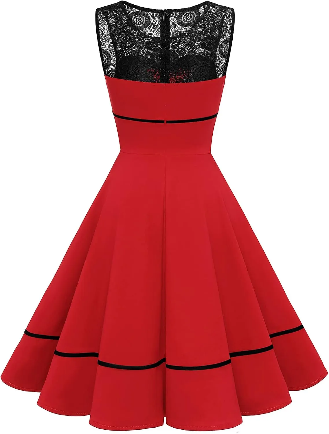 Bbonlinedress Women's 50s Vintage Floral Lace Retro Rockabilly Sleeveless Round Neck Cocktail Party Swing Dress