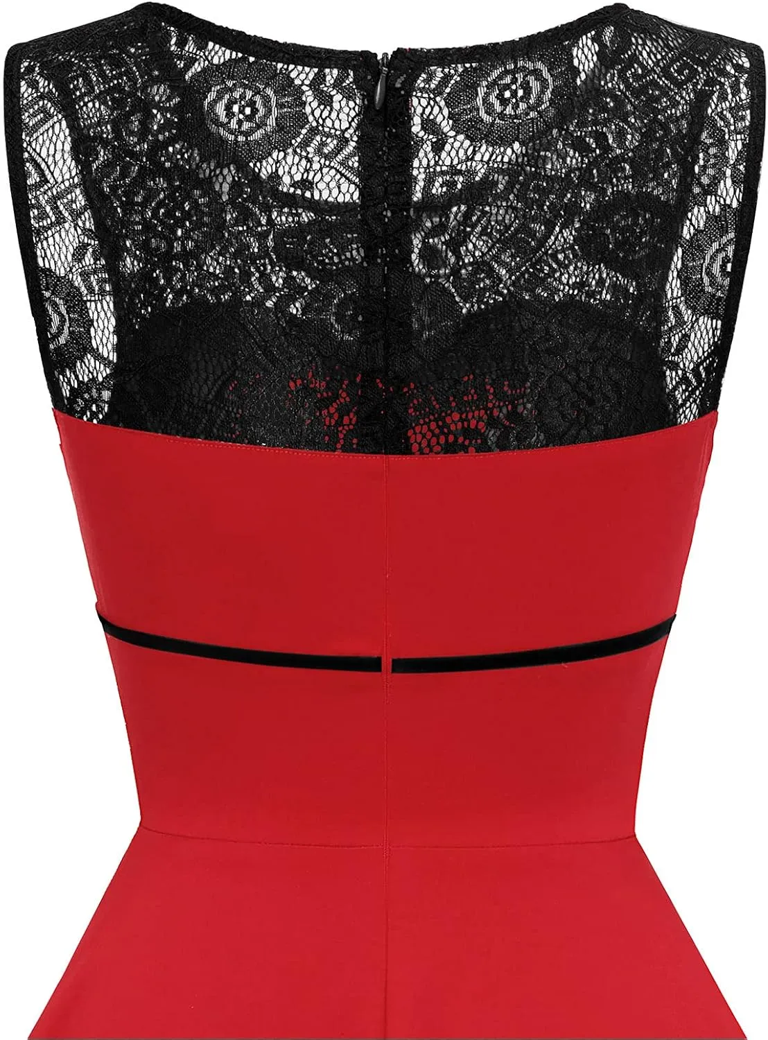 Bbonlinedress Women's 50s Vintage Floral Lace Retro Rockabilly Sleeveless Round Neck Cocktail Party Swing Dress