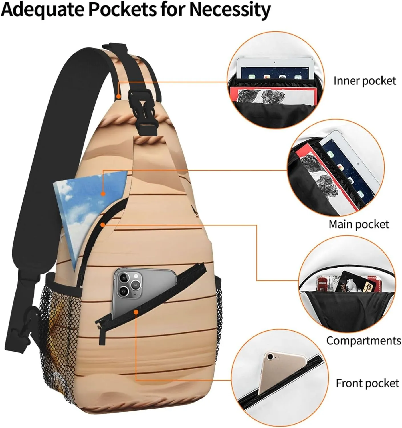 Beach Theme Print Cross Chest Bag Diagonally For Short-Distance Travel And Daily Use