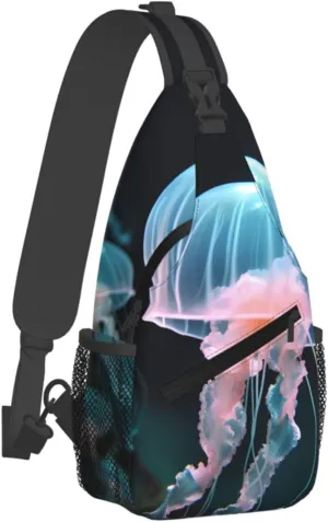 Beautiful Jellyfish Print Cross Chest Bag Diagonally Durable & Comfortable For Travel And Daily Use