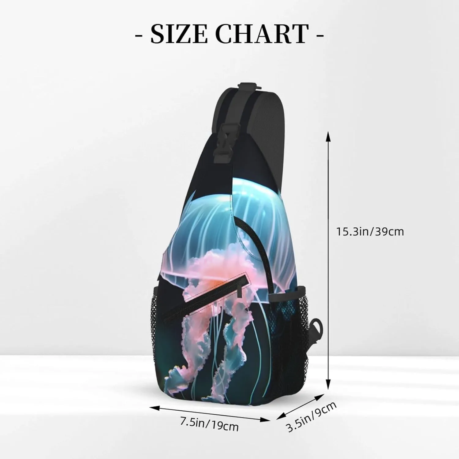Beautiful Jellyfish Print Cross Chest Bag Diagonally Durable & Comfortable For Travel And Daily Use