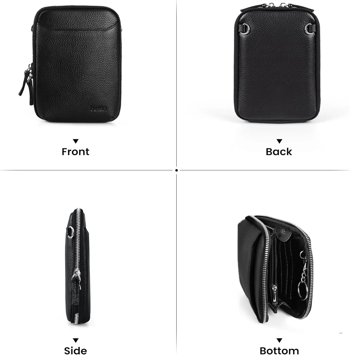 befen Genuine Leather Crossbody Cell Phone Purse for Women, Small Zip Around RFID Blocking Crossbody Wallet Bags