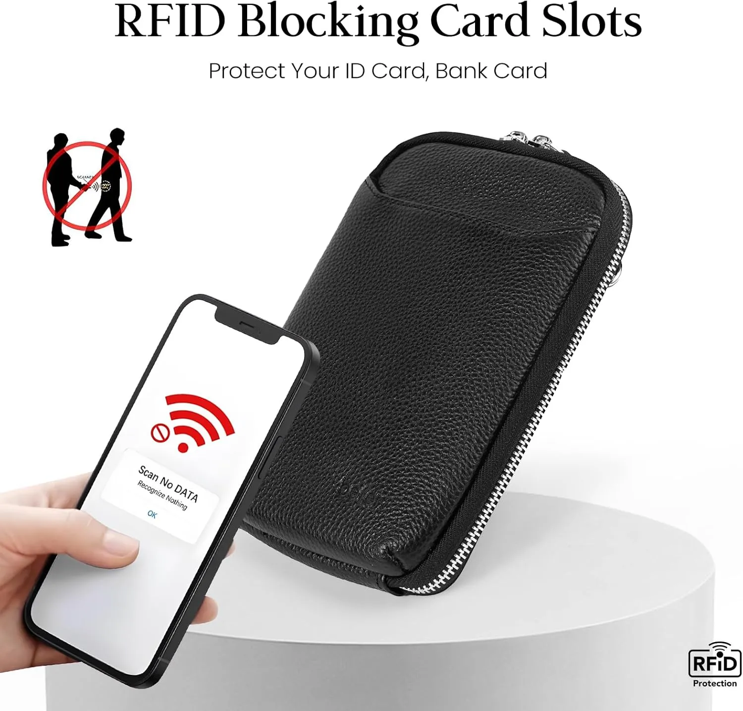 befen Genuine Leather Crossbody Cell Phone Purse for Women, Small Zip Around RFID Blocking Crossbody Wallet Bags