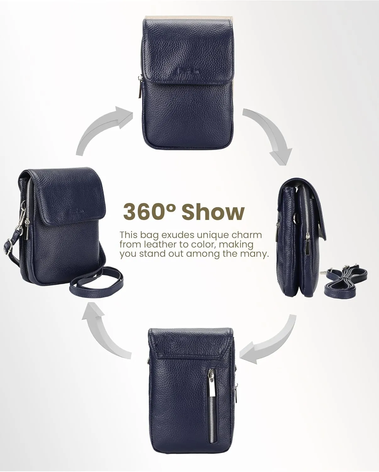 befen Genuine Leather Small Crossbody Bags for Women, Cell Phone Cross body Purse Bag with RFID Blocking Card Slots