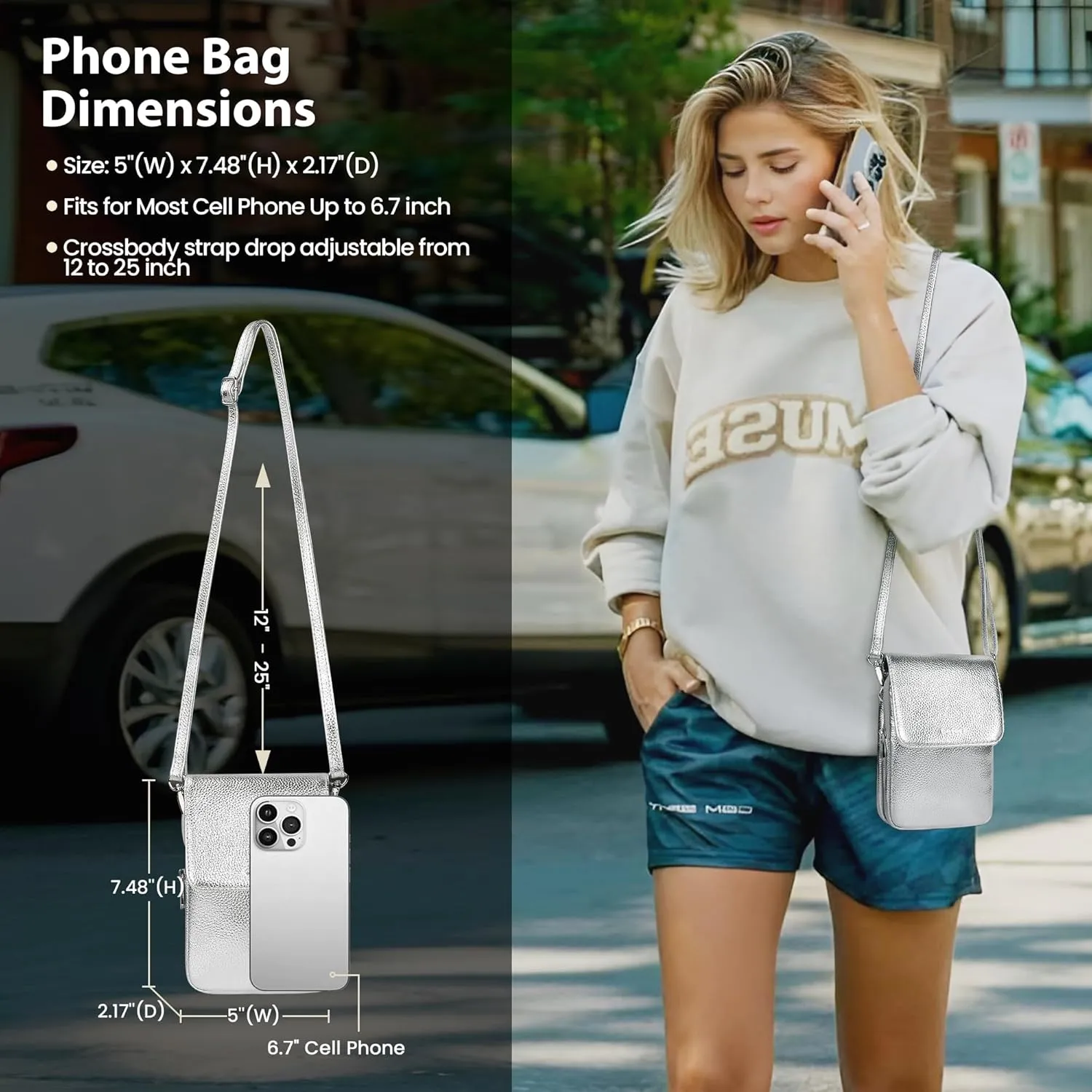 befen Genuine Leather Small Crossbody Bags for Women, Cell Phone Cross body Purse Bag with RFID Blocking Card Slots