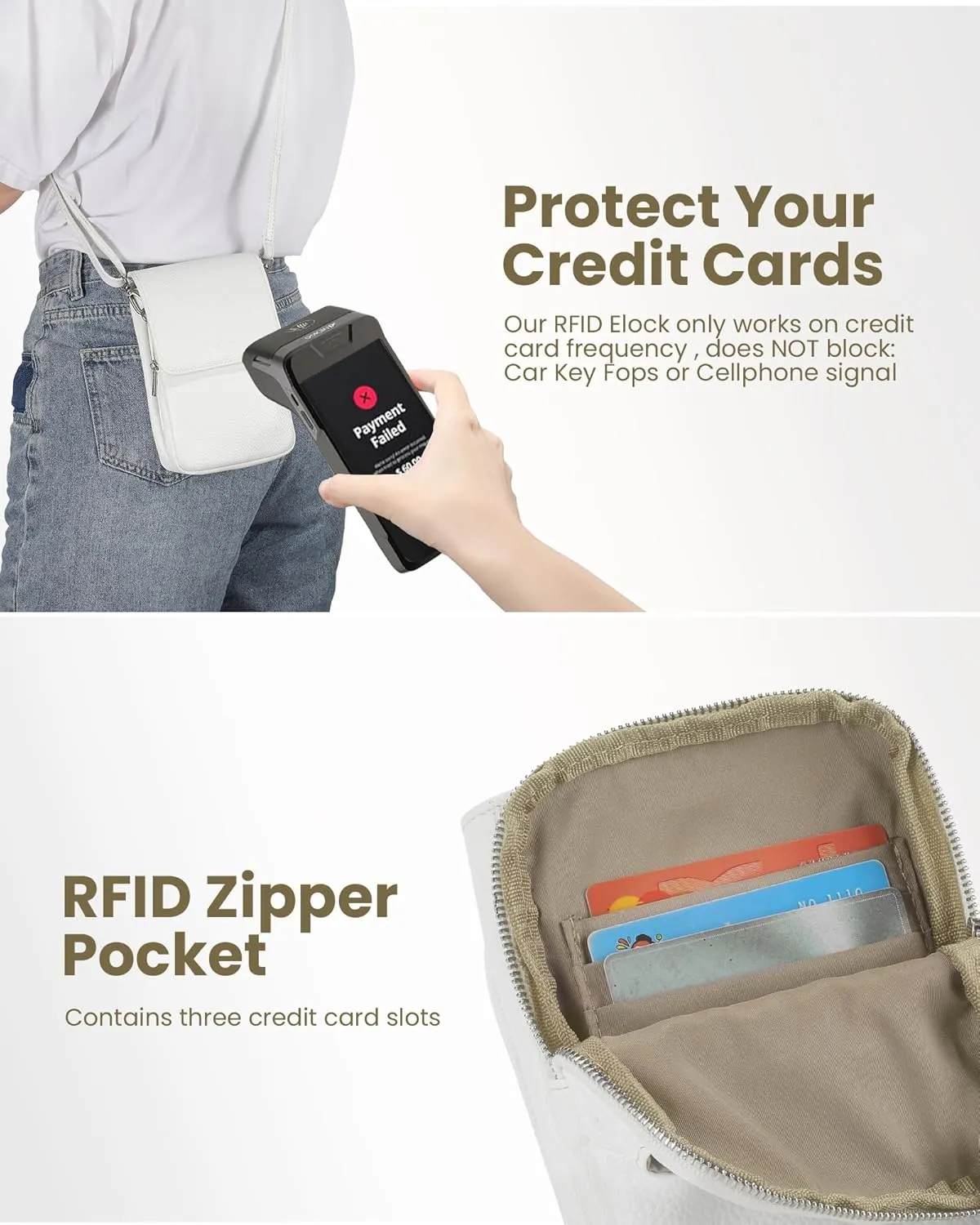 befen Genuine Leather Small Crossbody Bags for Women, Cell Phone Cross body Purse Bag with RFID Blocking Card Slots