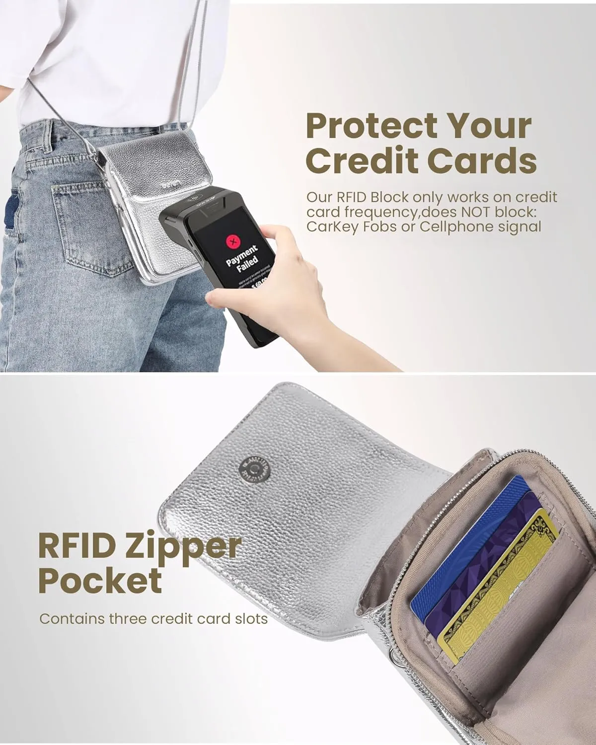 befen Genuine Leather Small Crossbody Bags for Women, Cell Phone Cross body Purse Bag with RFID Blocking Card Slots