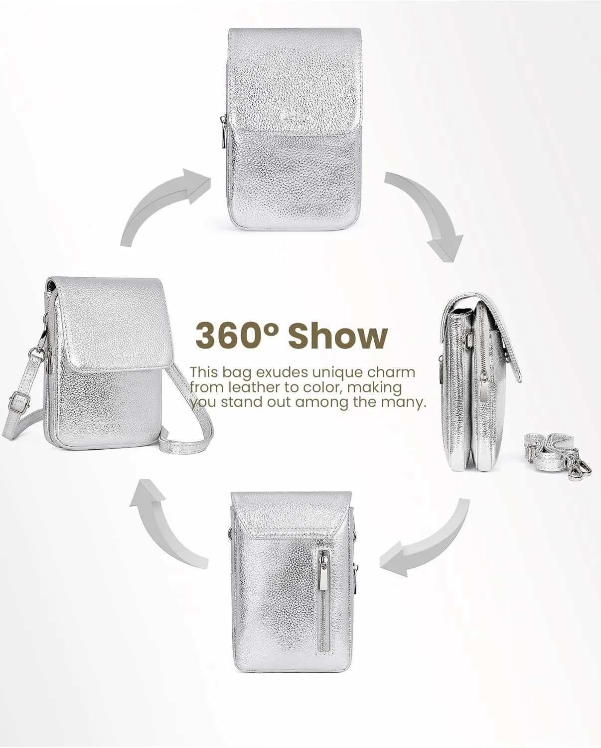 befen Genuine Leather Small Crossbody Bags for Women, Cell Phone Cross body Purse Bag with RFID Blocking Card Slots