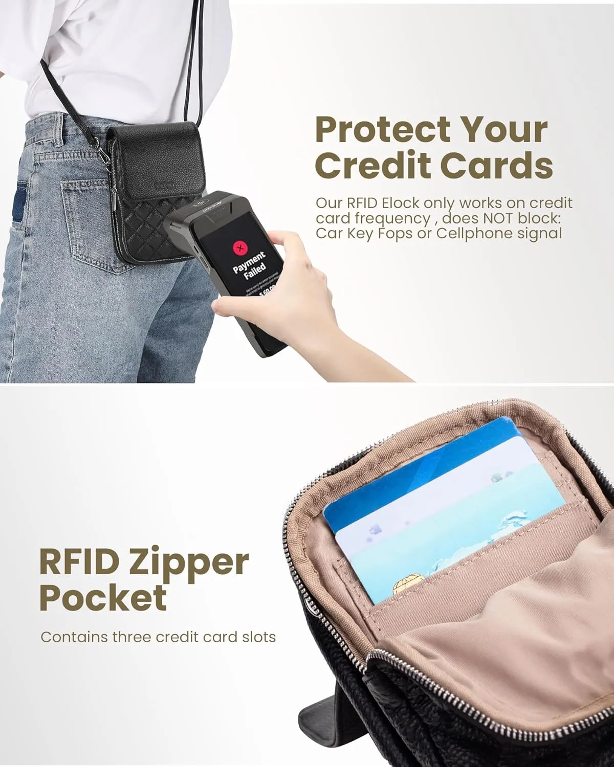 befen Genuine Leather Small Crossbody Bags for Women, Cell Phone Cross body Purse Bag with RFID Blocking Card Slots
