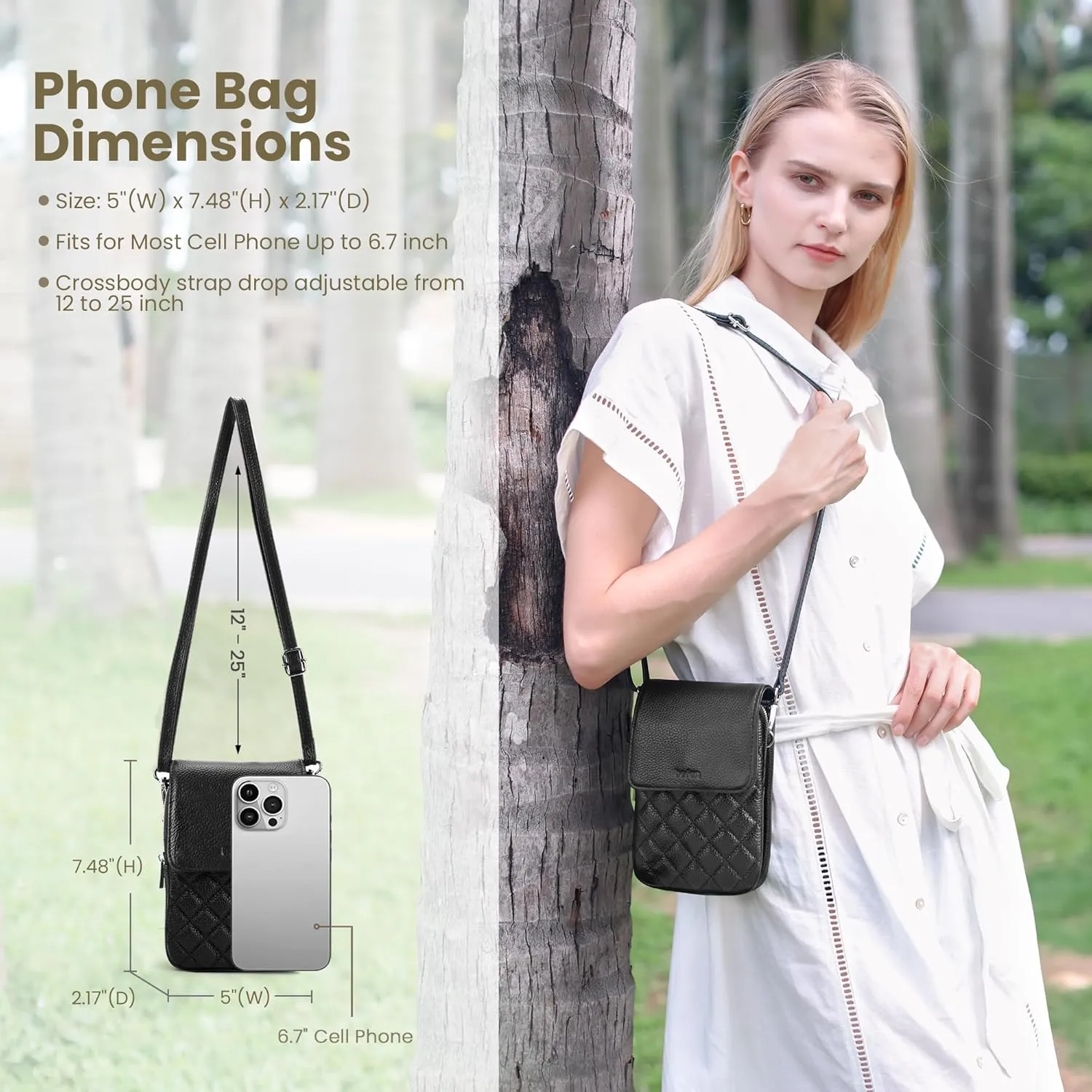 befen Genuine Leather Small Crossbody Bags for Women, Cell Phone Cross body Purse Bag with RFID Blocking Card Slots