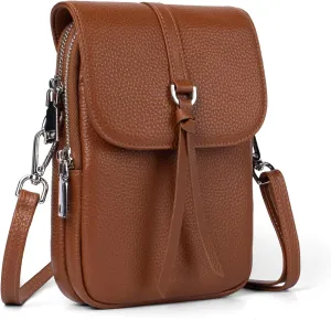 befen Genuine Leather Small Crossbody Bags for Women, Multi Pocket Cell Phone Crossbody Purse with RFID Blocking Card Slots