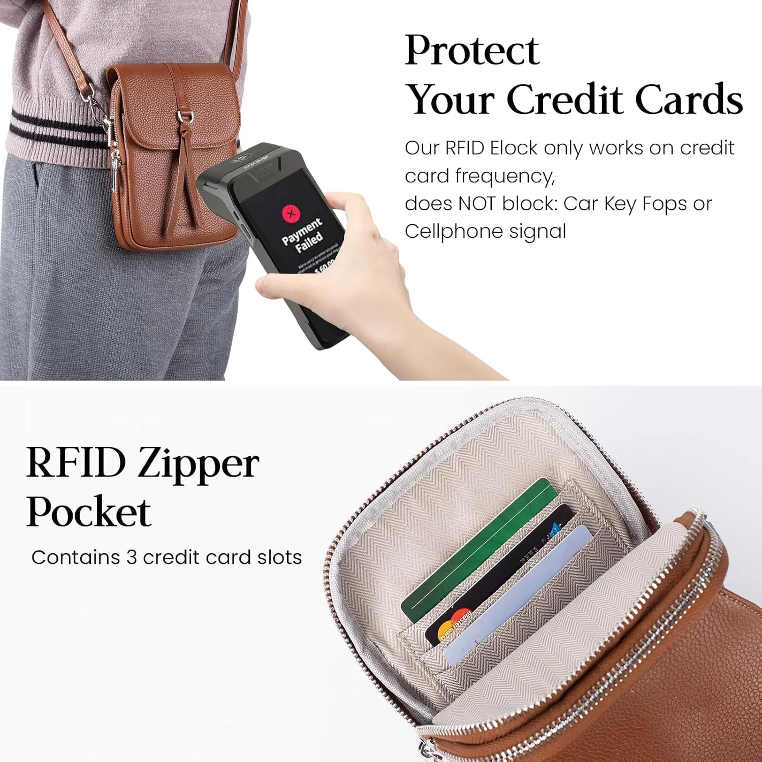 befen Genuine Leather Small Crossbody Bags for Women, Multi Pocket Cell Phone Crossbody Purse with RFID Blocking Card Slots