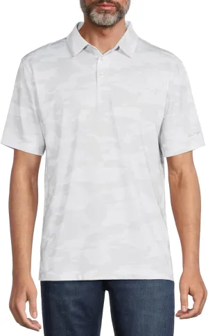 Ben Hogan Mens Gray & White Camo Print Short Sleeve Performance Polo Shirt