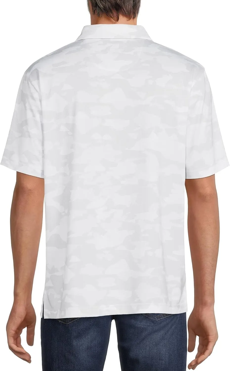 Ben Hogan Mens Gray & White Camo Print Short Sleeve Performance Polo Shirt