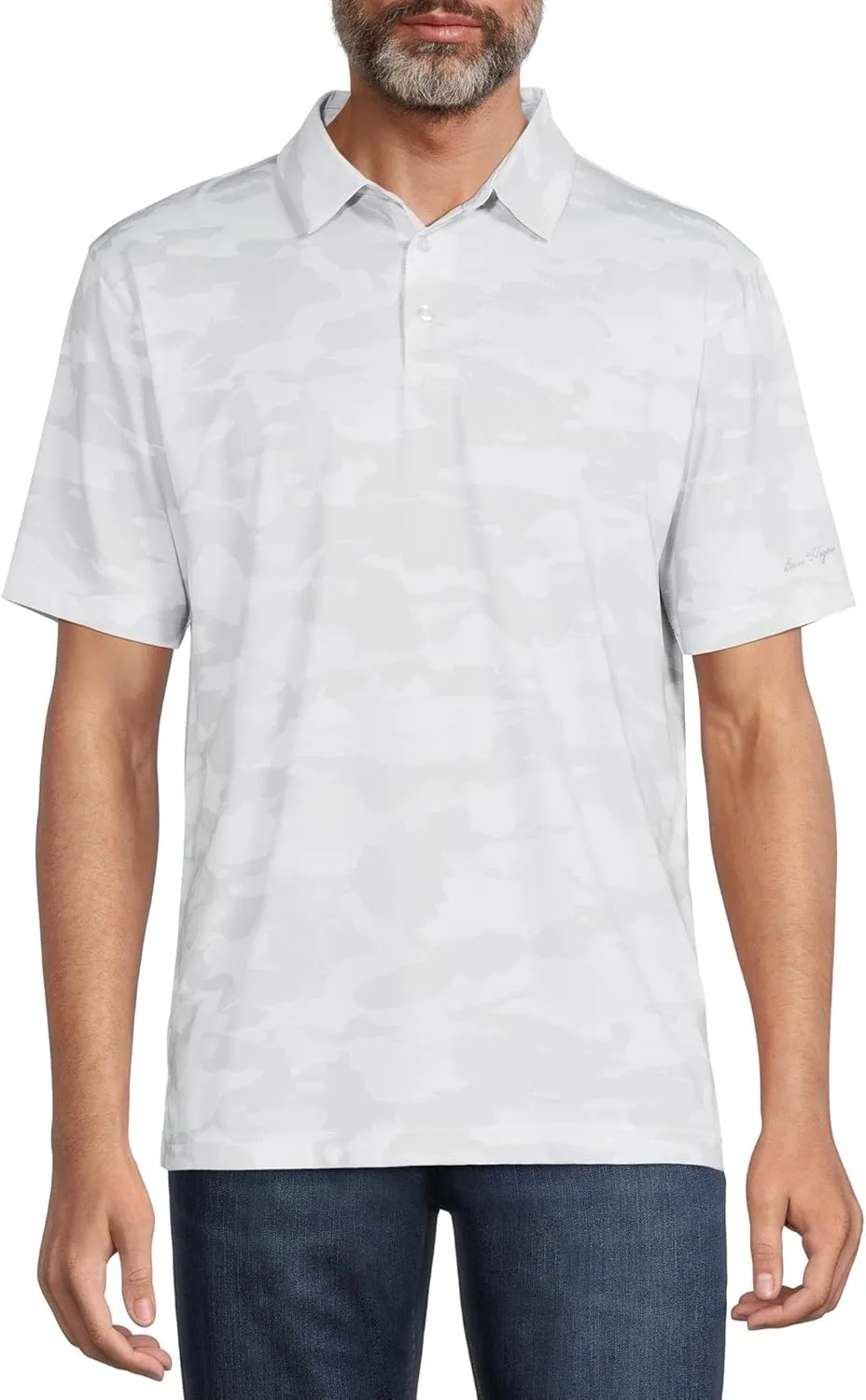 Ben Hogan Mens Gray & White Camo Print Short Sleeve Performance Polo Shirt